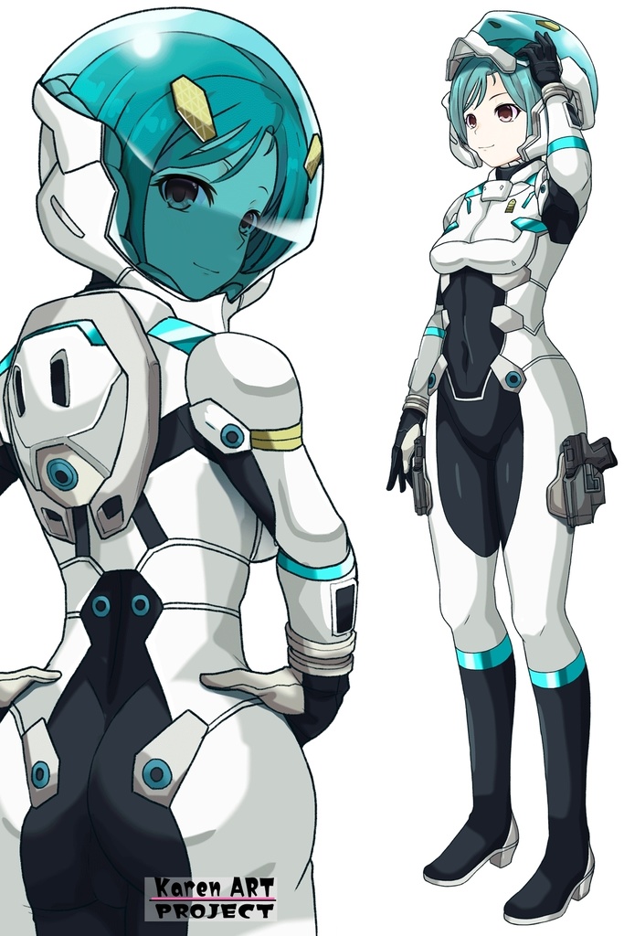 カレンちゃん+エウレカのA.C.I.D.パイロットスーツ(Normal)【交響詩篇エウレカセブン09】背面アングル Karen is wearing EUREKA's A.C.I.D. Pilot Suit(Normal)【EUREKA SEVEN HI-EVOLUTION09】Back Angle