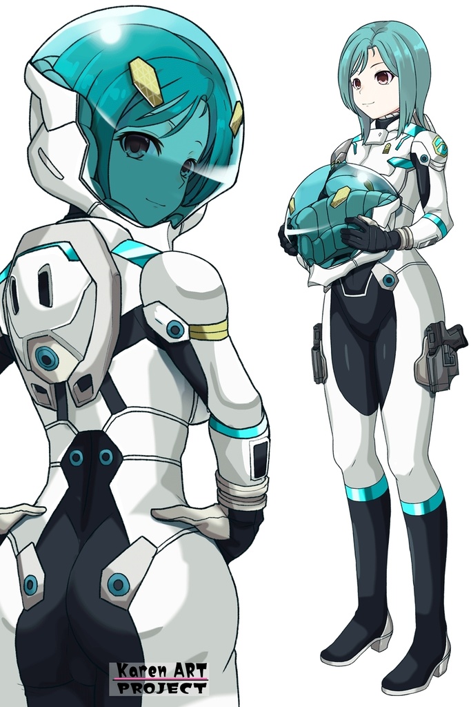 カレンちゃん+エウレカのA.C.I.D.パイロットスーツ(Normal)【交響詩篇エウレカセブン09】背面アングル Karen is wearing EUREKA's A.C.I.D. Pilot Suit(Normal)【EUREKA SEVEN HI-EVOLUTION09】Back Angle