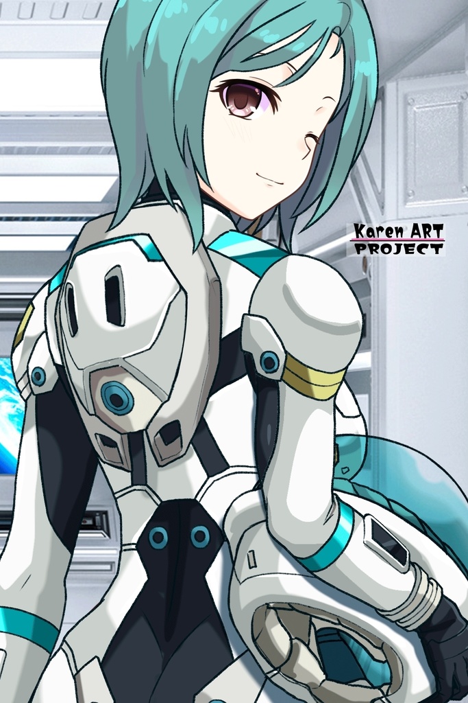 カレンちゃん+エウレカのA.C.I.D.パイロットスーツ(Normal)【交響詩篇エウレカセブン09】背面アングル Karen is wearing EUREKA's A.C.I.D. Pilot Suit(Normal)【EUREKA SEVEN HI-EVOLUTION09】Back Angle