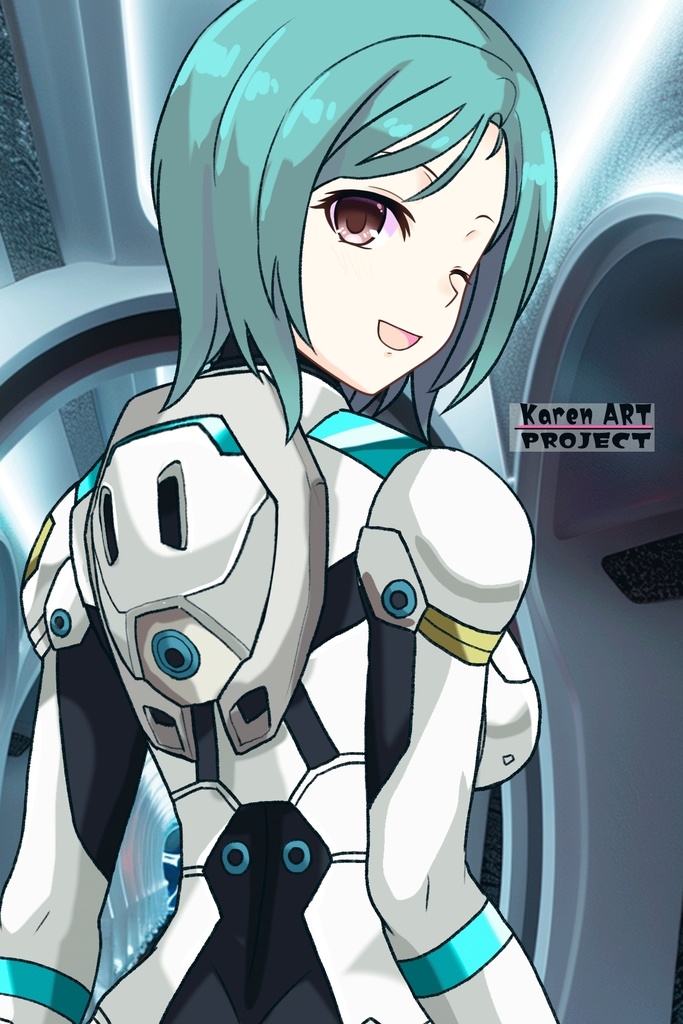 カレンちゃん+エウレカのA.C.I.D.パイロットスーツ(Normal)【交響詩篇エウレカセブン09】背面アングル Karen is wearing EUREKA's A.C.I.D. Pilot Suit(Normal)【EUREKA SEVEN HI-EVOLUTION09】Back Angle