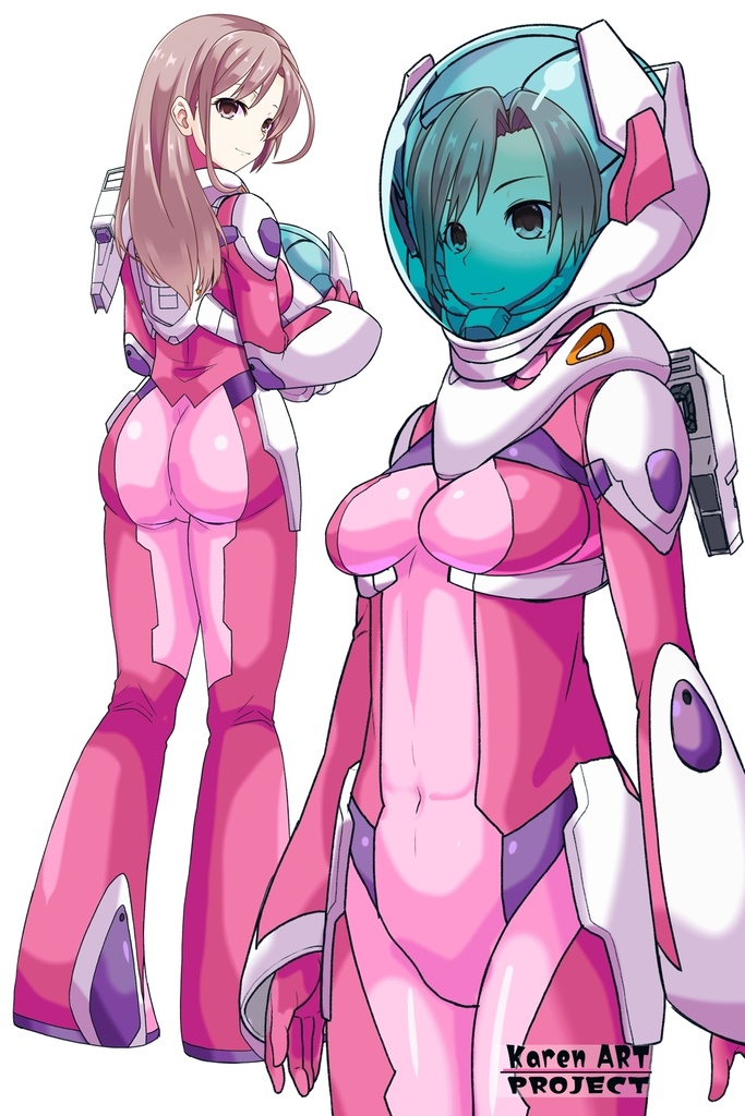 カレンちゃん+ネーナ・トリニティーのノーマルスーツ【機動戦士ガンダム00】01 斜め前アングル Karen is wearing Nena Trinity's Normal Suit【Mobile Suit Gundam 00】01Diagonal front angle