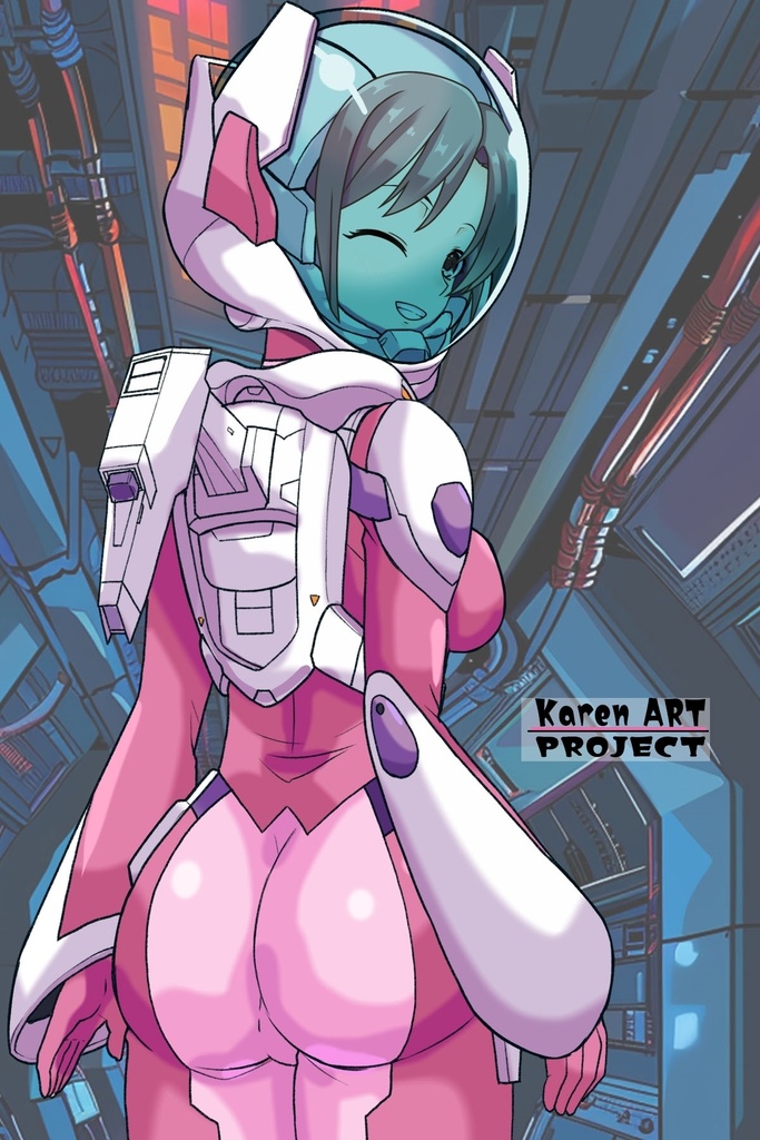 カレンちゃん+ネーナ・トリニティーのノーマルスーツ【機動戦士ガンダム00】02 背面アングル Karen is wearing Nena Trinity's Normal Suit【Mobile Suit Gundam 00】02 Back Angle