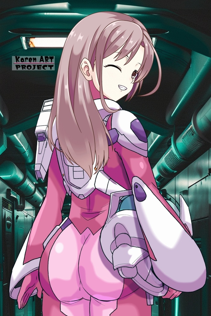 カレンちゃん+ネーナ・トリニティーのノーマルスーツ【機動戦士ガンダム00】02 背面アングル Karen is wearing Nena Trinity's Normal Suit【Mobile Suit Gundam 00】02 Back Angle