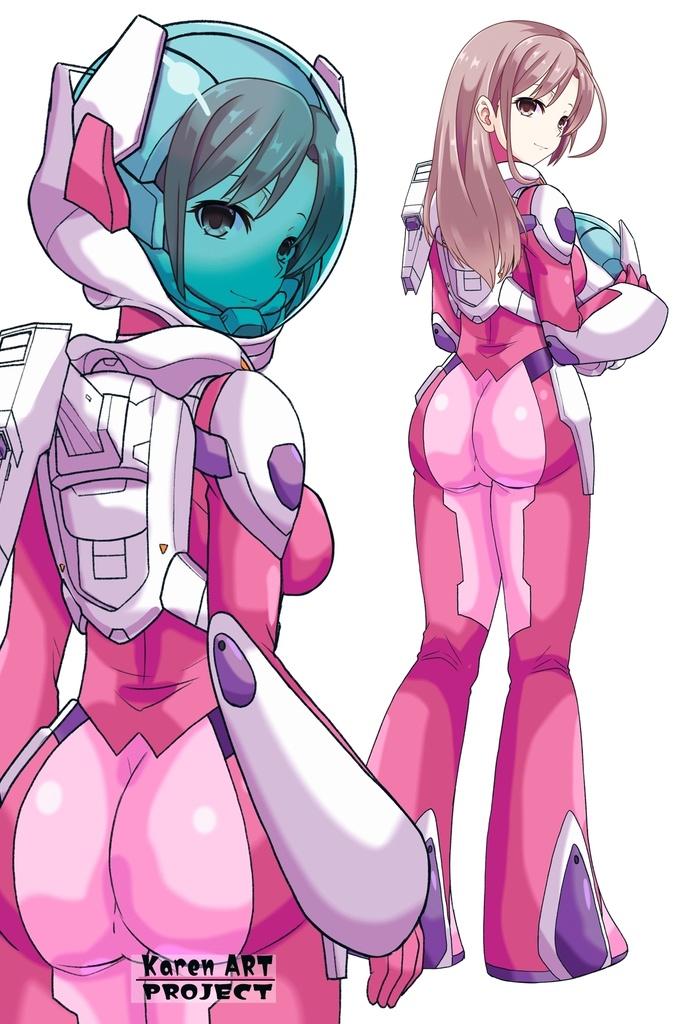 カレンちゃん+ネーナ・トリニティーのノーマルスーツ【機動戦士ガンダム00】02 背面アングル Karen is wearing Nena Trinity's Normal Suit【Mobile Suit Gundam 00】02 Back Angle