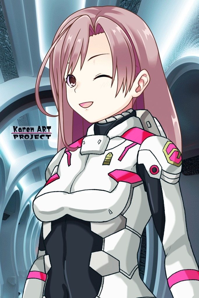 カレンちゃん+エウレカのA.C.I.D.パイロットスーツ(Karen Original Color)【交響詩篇エウレカセブン14】斜め前アングル Karen is wearing EUREKA's A.C.I.D. Pilot Suit(Karen Original Color)【EUREKA SEVEN HI-EVOLUTION】Diagonal front angle