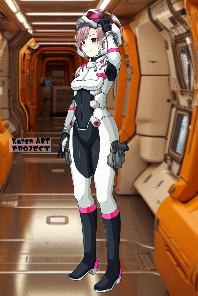 カレンちゃん+エウレカのA.C.I.D.パイロットスーツ(Karen Original Color)【交響詩篇エウレカセブン14】斜め前アングル Karen is wearing EUREKA's A.C.I.D. Pilot Suit(Karen Original Color)【EUREKA SEVEN HI-EVOLUTION】Diagonal front angle