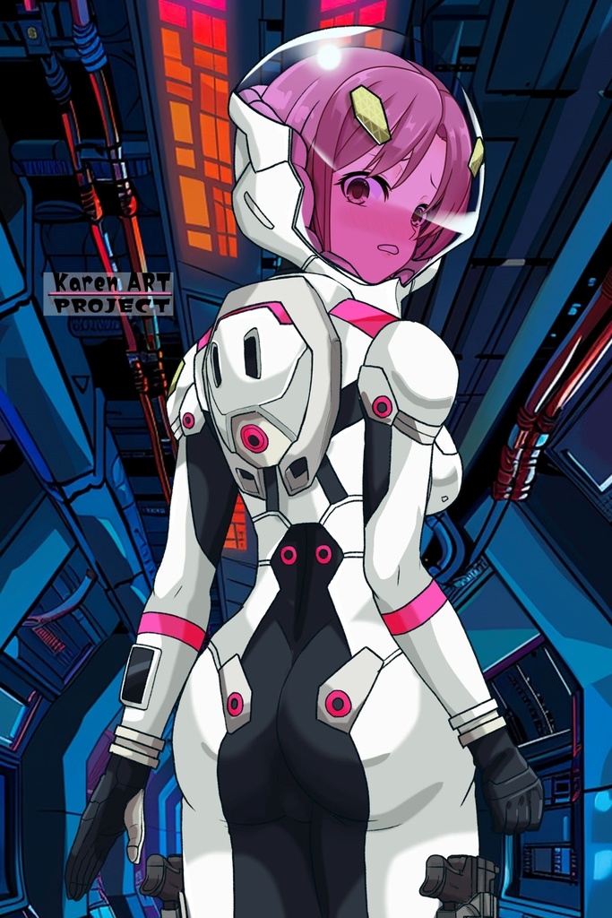 カレンちゃん+エウレカのA.C.I.D.パイロットスーツ(Karen Original Color)【交響詩篇エウレカセブン15】背面アングル Karen is wearing EUREKA's A.C.I.D. Pilot Suit(Karen Original Color)【EUREKA SEVEN HI-EVOLUTION15】Back Angle