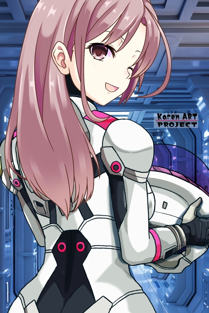 カレンちゃん+エウレカのA.C.I.D.パイロットスーツ(Karen Original Color)【交響詩篇エウレカセブン15】背面アングル Karen is wearing EUREKA's A.C.I.D. Pilot Suit(Karen Original Color)【EUREKA SEVEN HI-EVOLUTION15】Back Angle