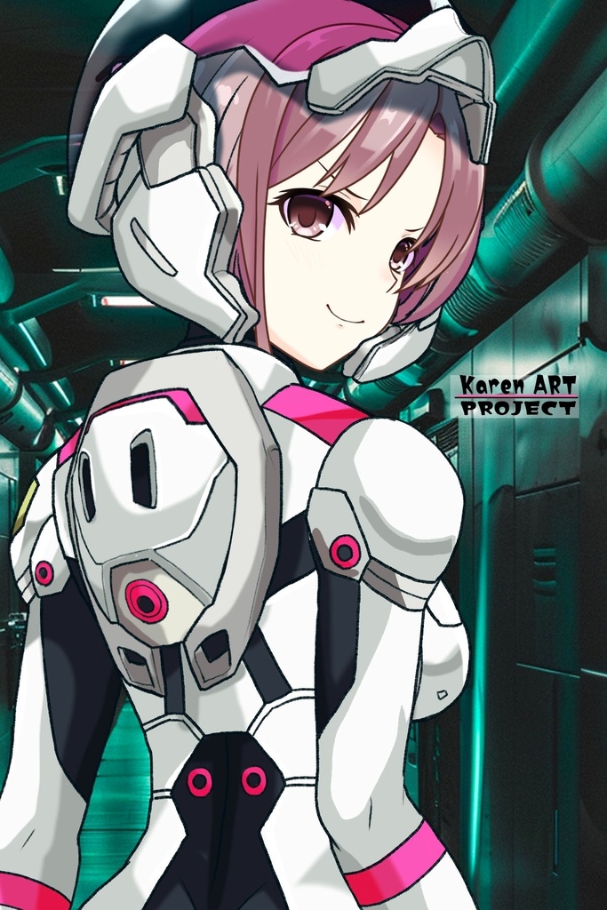 カレンちゃん+エウレカのA.C.I.D.パイロットスーツ(Karen Original Color)【交響詩篇エウレカセブン15】背面アングル Karen is wearing EUREKA's A.C.I.D. Pilot Suit(Karen Original Color)【EUREKA SEVEN HI-EVOLUTION15】Back Angle