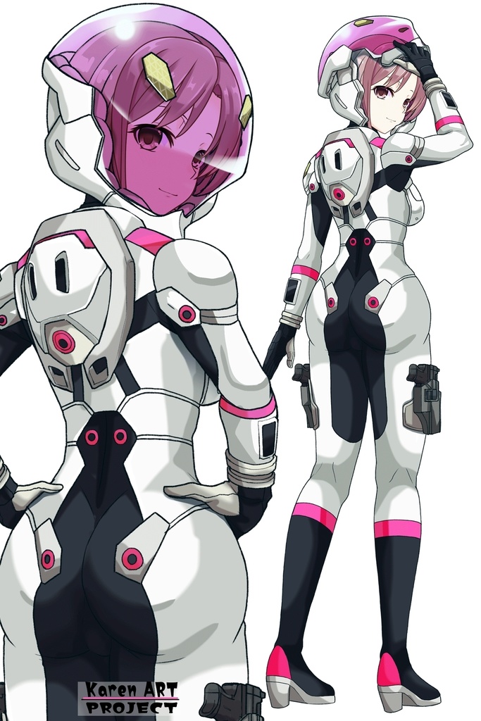 カレンちゃん+エウレカのA.C.I.D.パイロットスーツ(Karen Original Color)【交響詩篇エウレカセブン15】背面アングル Karen is wearing EUREKA's A.C.I.D. Pilot Suit(Karen Original Color)【EUREKA SEVEN HI-EVOLUTION15】Back Angle