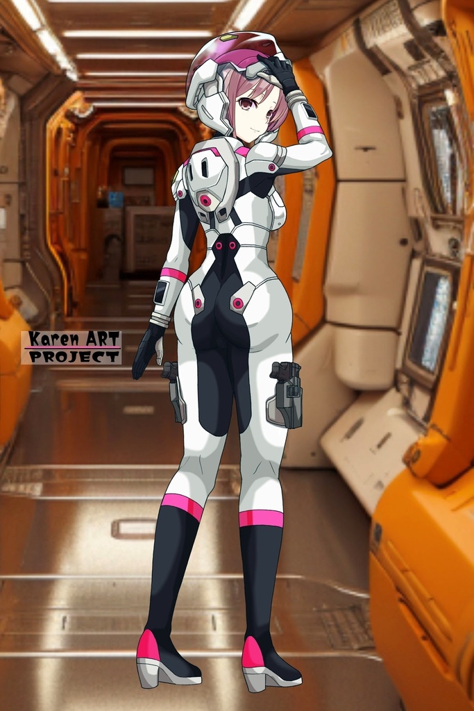 カレンちゃん+エウレカのA.C.I.D.パイロットスーツ(Karen Original Color)【交響詩篇エウレカセブン15】背面アングル Karen is wearing EUREKA's A.C.I.D. Pilot Suit(Karen Original Color)【EUREKA SEVEN HI-EVOLUTION15】Back Angle