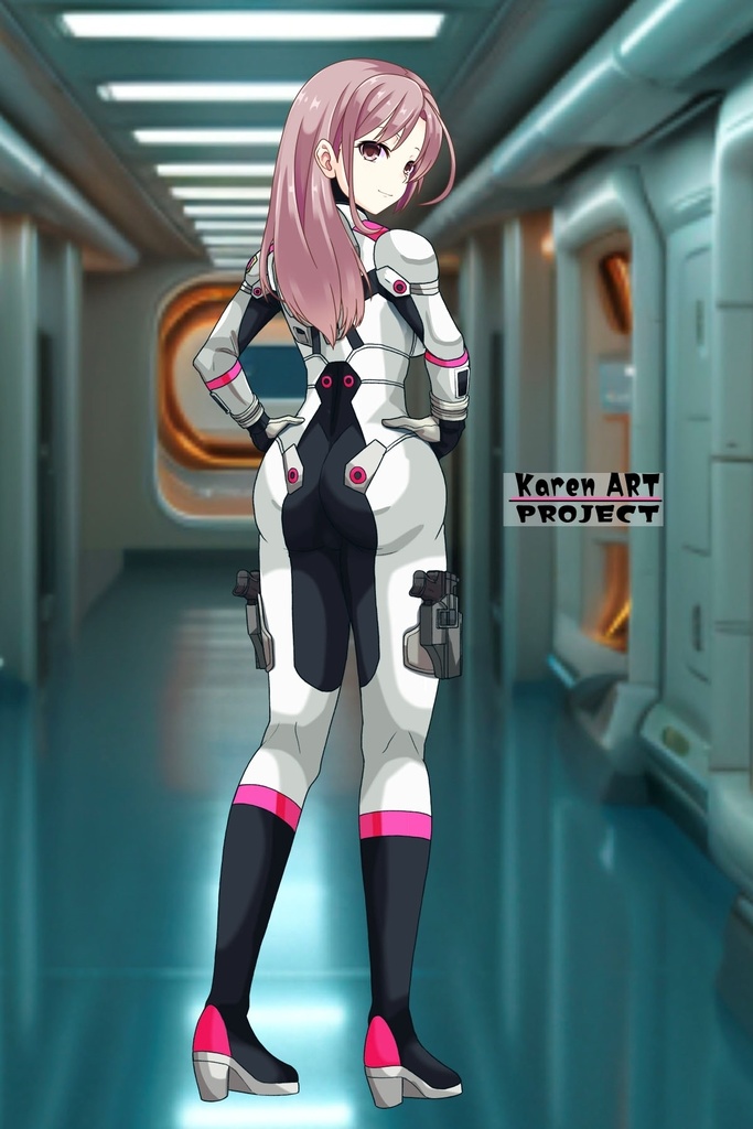 カレンちゃん+エウレカのA.C.I.D.パイロットスーツ(Karen Original Color)【交響詩篇エウレカセブン15】背面アングル Karen is wearing EUREKA's A.C.I.D. Pilot Suit(Karen Original Color)【EUREKA SEVEN HI-EVOLUTION15】Back Angle