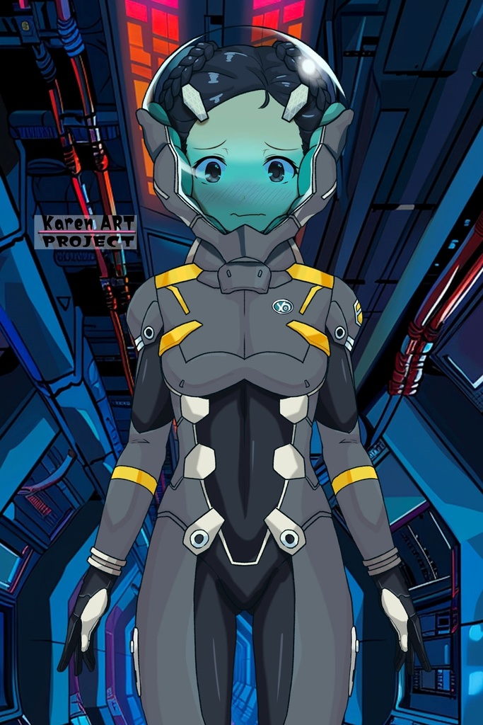 ゆりちゃん+スーパー6のラ・ラ・ランドのパイロットスーツ(ウルスラグナ搭乗用)【交響詩篇エウレカセブン05】正面アングル Yuri is wearing a member of Super6,La La Land's Pilot Suit(For Ursulagna Boarding)【EUREKA SEVEN HI-EVOLUTION05】Front Angle