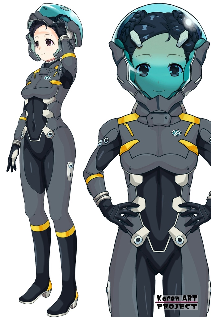 ゆりちゃん+スーパー6のラ・ラ・ランドのパイロットスーツ(ウルスラグナ搭乗用)【交響詩篇エウレカセブン05】正面アングル Yuri is wearing a member of Super6,La La Land's Pilot Suit(For Ursulagna Boarding)【EUREKA SEVEN HI-EVOLUTION05】Front Angle