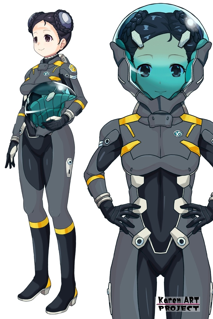 ゆりちゃん+スーパー6のラ・ラ・ランドのパイロットスーツ(ウルスラグナ搭乗用)【交響詩篇エウレカセブン05】正面アングル Yuri is wearing a member of Super6,La La Land's Pilot Suit(For Ursulagna Boarding)【EUREKA SEVEN HI-EVOLUTION05】Front Angle