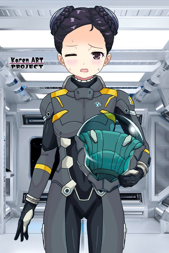 ゆりちゃん+スーパー6のラ・ラ・ランドのパイロットスーツ(ウルスラグナ搭乗用)【交響詩篇エウレカセブン05】正面アングル Yuri is wearing a member of Super6,La La Land's Pilot Suit(For Ursulagna Boarding)【EUREKA SEVEN HI-EVOLUTION05】Front Angle