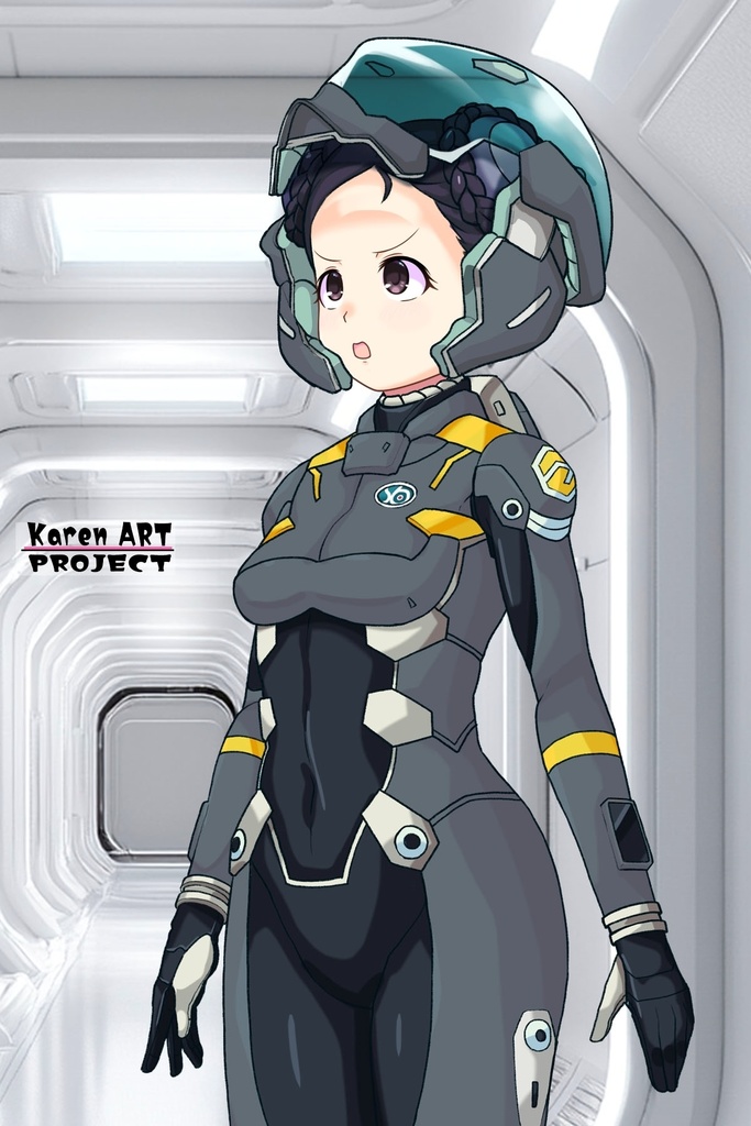 ゆりちゃん+スーパー6のラ・ラ・ランドのパイロットスーツ(ウルスラグナ搭乗用)【交響詩篇エウレカセブン06】斜め前アングル Yuri is wearing a member of Super6,La La Land's Pilot Suit【EUREKA SEVEN HI-EVOLUTION】 Diagonal front angle