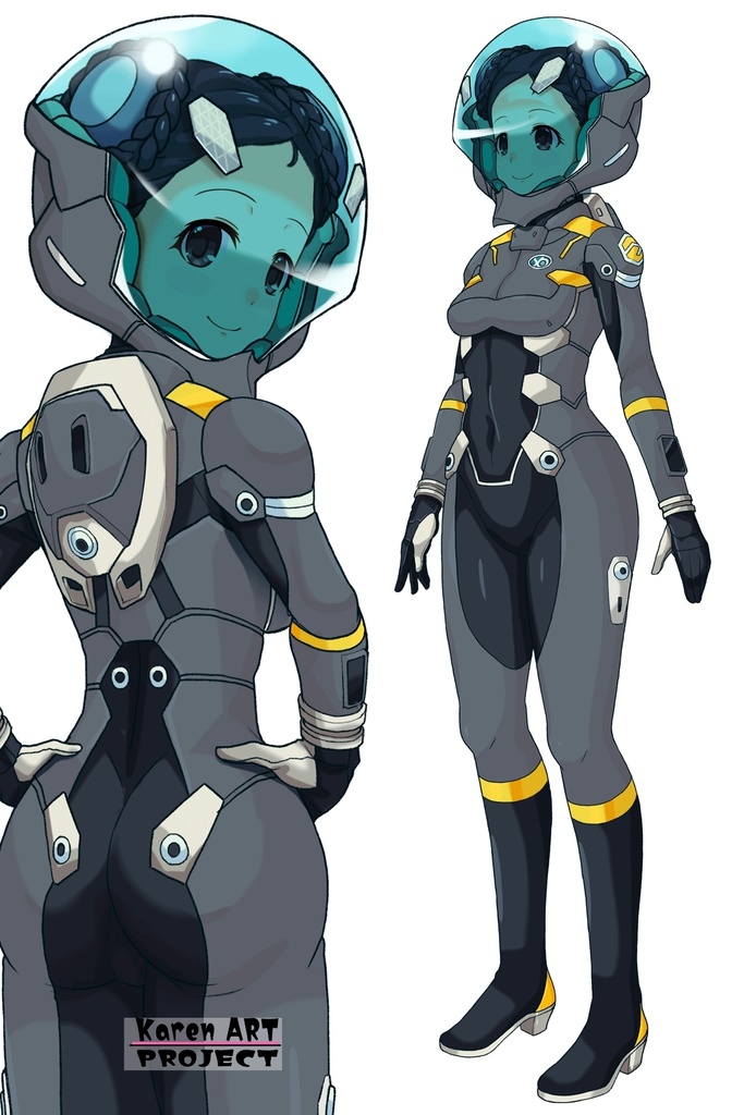 ゆりちゃん+スーパー6のラ・ラ・ランドのパイロットスーツ(ウルスラグナ搭乗用)【交響詩篇エウレカセブン07】背面アングル Yuri is wearing a member of Super6,La La Land's Pilot Suit(For Ursulagna Boarding)【EUREKA SEVEN HI-EVOLUTION07】Back Angle