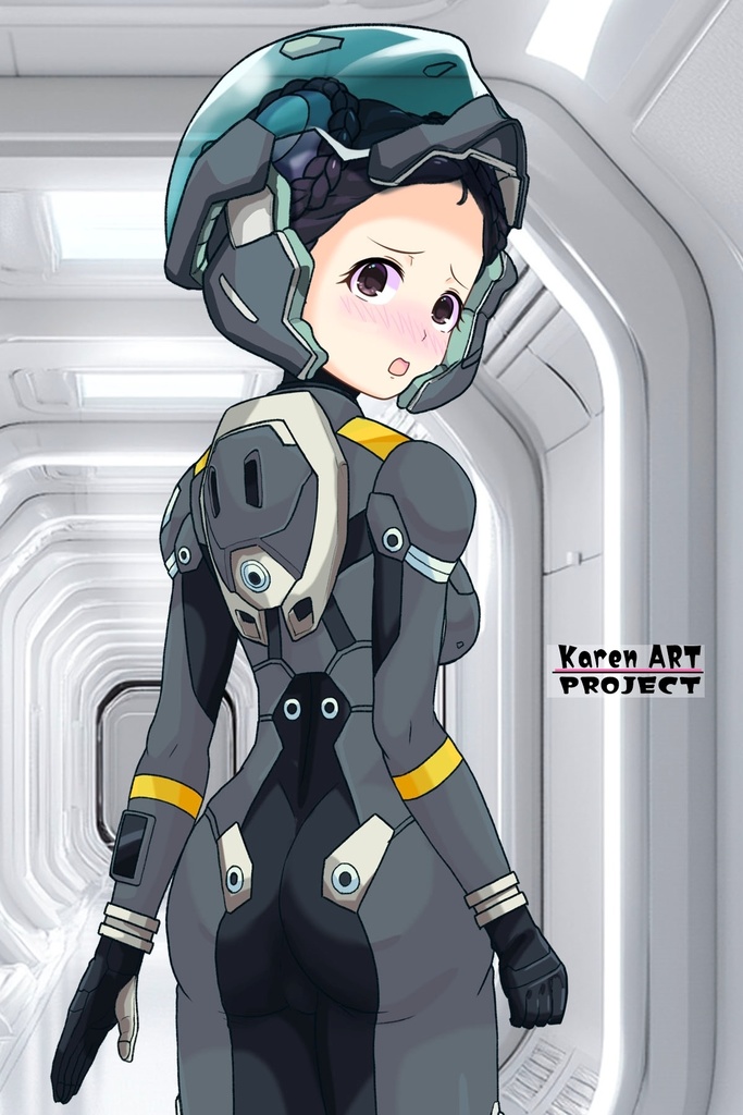 ゆりちゃん+スーパー6のラ・ラ・ランドのパイロットスーツ(ウルスラグナ搭乗用)【交響詩篇エウレカセブン07】背面アングル Yuri is wearing a member of Super6,La La Land's Pilot Suit(For Ursulagna Boarding)【EUREKA SEVEN HI-EVOLUTION07】Back Angle