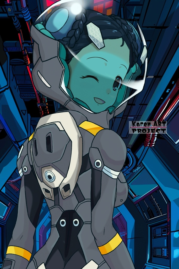 ゆりちゃん+スーパー6のラ・ラ・ランドのパイロットスーツ(ウルスラグナ搭乗用)【交響詩篇エウレカセブン07】背面アングル Yuri is wearing a member of Super6,La La Land's Pilot Suit(For Ursulagna Boarding)【EUREKA SEVEN HI-EVOLUTION07】Back Angle