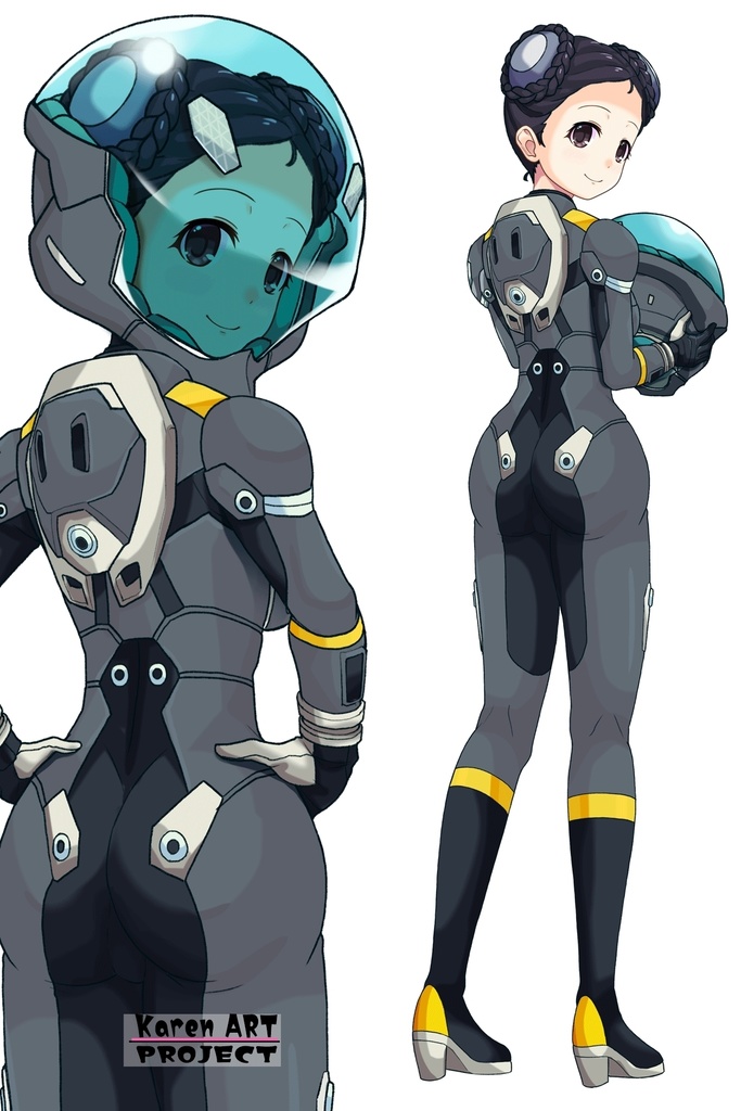 ゆりちゃん+スーパー6のラ・ラ・ランドのパイロットスーツ(ウルスラグナ搭乗用)【交響詩篇エウレカセブン07】背面アングル Yuri is wearing a member of Super6,La La Land's Pilot Suit(For Ursulagna Boarding)【EUREKA SEVEN HI-EVOLUTION07】Back Angle