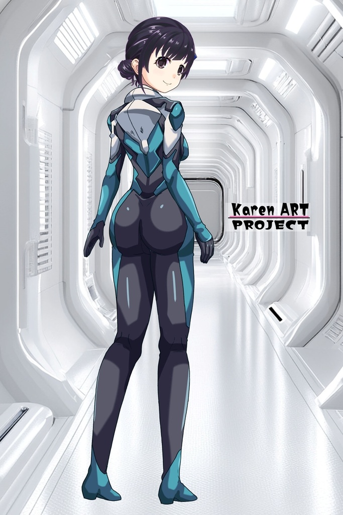 ゆりちゃん+白崎イリスのパイロットスーツ(ゆりちゃんHair)【Classroom☆Crisis 05】 背面アングル Yuri is wearing Iris Shirasaki's Pilot Suit (Yuri’s Hair)【Classroom☆Crisis 05】 Back Angle