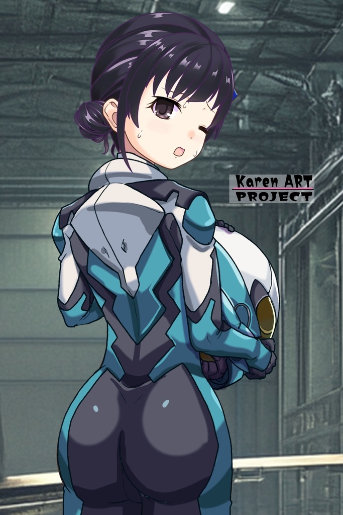 ゆりちゃん+白崎イリスのパイロットスーツ(ゆりちゃんHair)【Classroom☆Crisis 05】 背面アングル Yuri is wearing Iris Shirasaki's Pilot Suit (Yuri’s Hair)【Classroom☆Crisis 05】 Back Angle