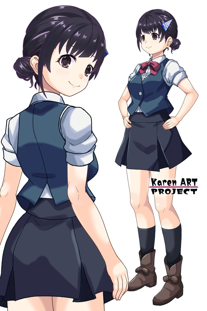 ゆりちゃん+白崎イリスの制服(ゆりちゃんHair)【Classroom☆Crisis 06】 斜め前・背面アングル Yuri is wearing Iris Shirasaki's School Uniform (Yuri’s Hair)【Classroom☆Crisis 06】 Diagonal front angle & Back Angle