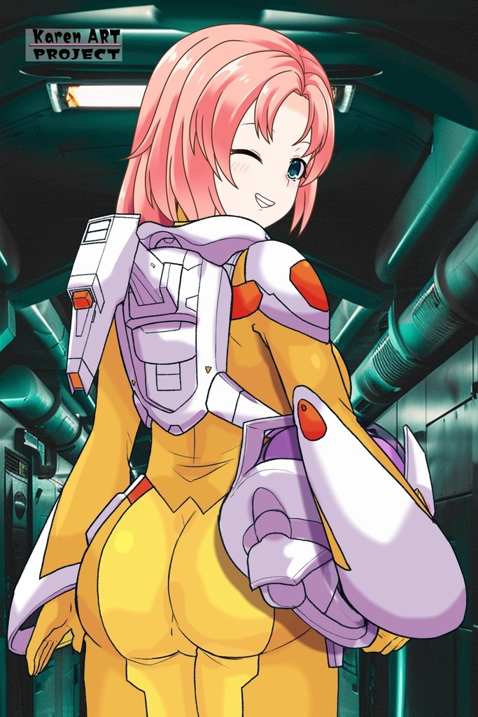 亜美ちゃん+ネーナ・トリニティーのノーマルスーツ(Ami Original Color)【機動戦士ガンダム00】07 背面アングル Ami is wearing Nena Trinity's Normal Suit(Ami Original Color)【Mobile Suit Gundam 00】07 Back Angle