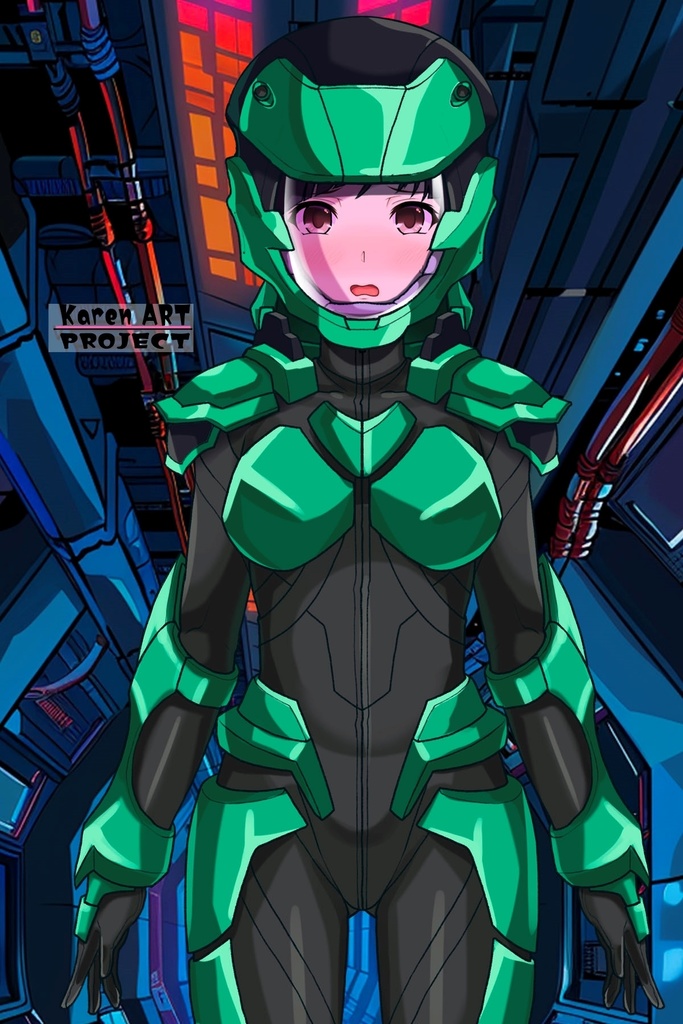 カレンちゃん+流木野サキのパイロットスーツ【革命機ヴァルヴレイブ01】正面アングル Karen is wearing Saki Rukino's Pilot Suit【Revolutionary Machine Valvrave01】Front Angle