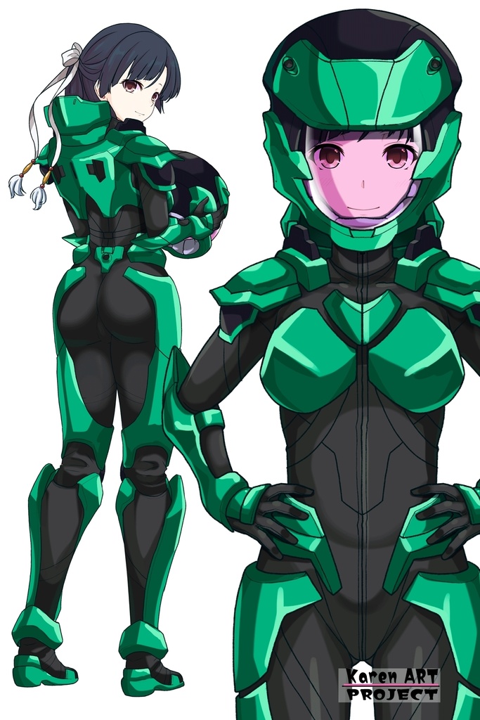 カレンちゃん+流木野サキのパイロットスーツ【革命機ヴァルヴレイブ01】正面アングル Karen is wearing Saki Rukino's Pilot Suit【Revolutionary Machine Valvrave01】Front Angle