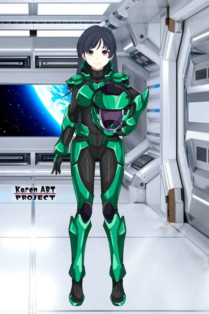 カレンちゃん+流木野サキのパイロットスーツ【革命機ヴァルヴレイブ01】正面アングル Karen is wearing Saki Rukino's Pilot Suit【Revolutionary Machine Valvrave01】Front Angle