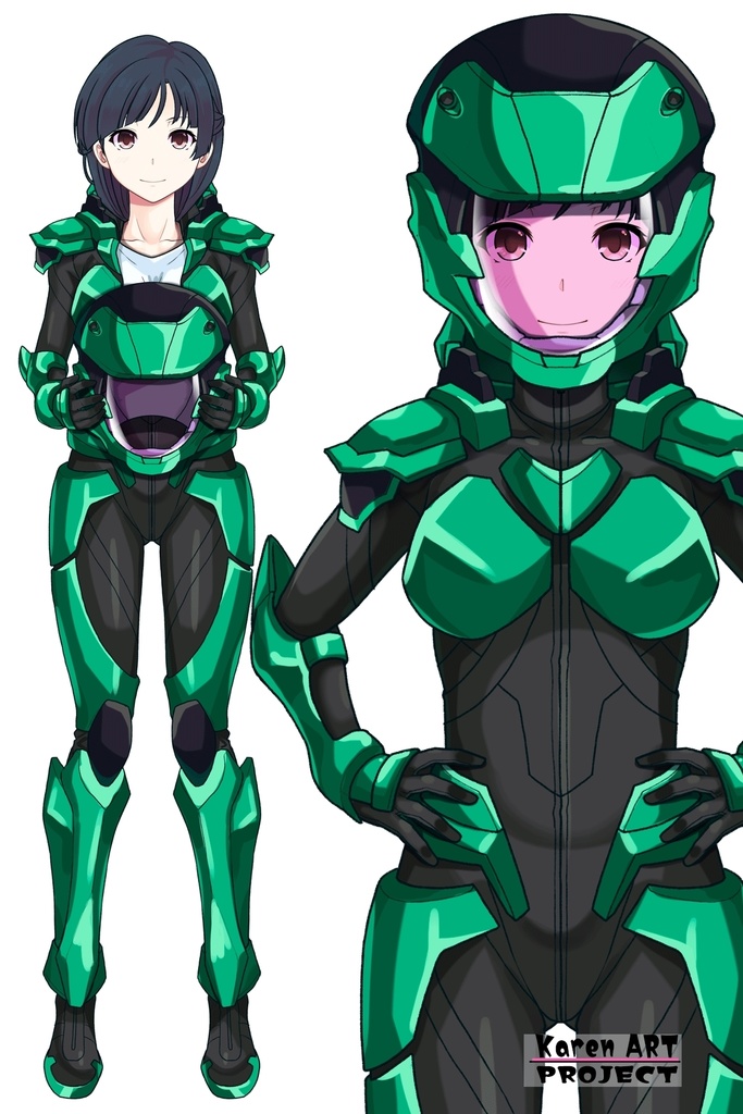 カレンちゃん+流木野サキのパイロットスーツ【革命機ヴァルヴレイブ01】正面アングル Karen is wearing Saki Rukino's Pilot Suit【Revolutionary Machine Valvrave01】Front Angle
