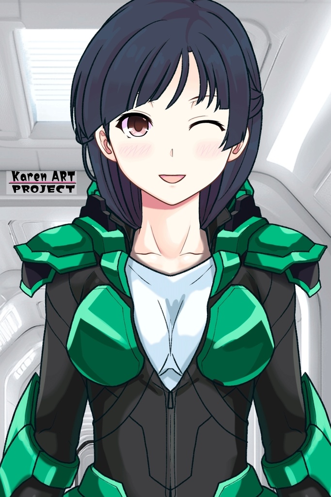 カレンちゃん+流木野サキのパイロットスーツ【革命機ヴァルヴレイブ01】正面アングル Karen is wearing Saki Rukino's Pilot Suit【Revolutionary Machine Valvrave01】Front Angle