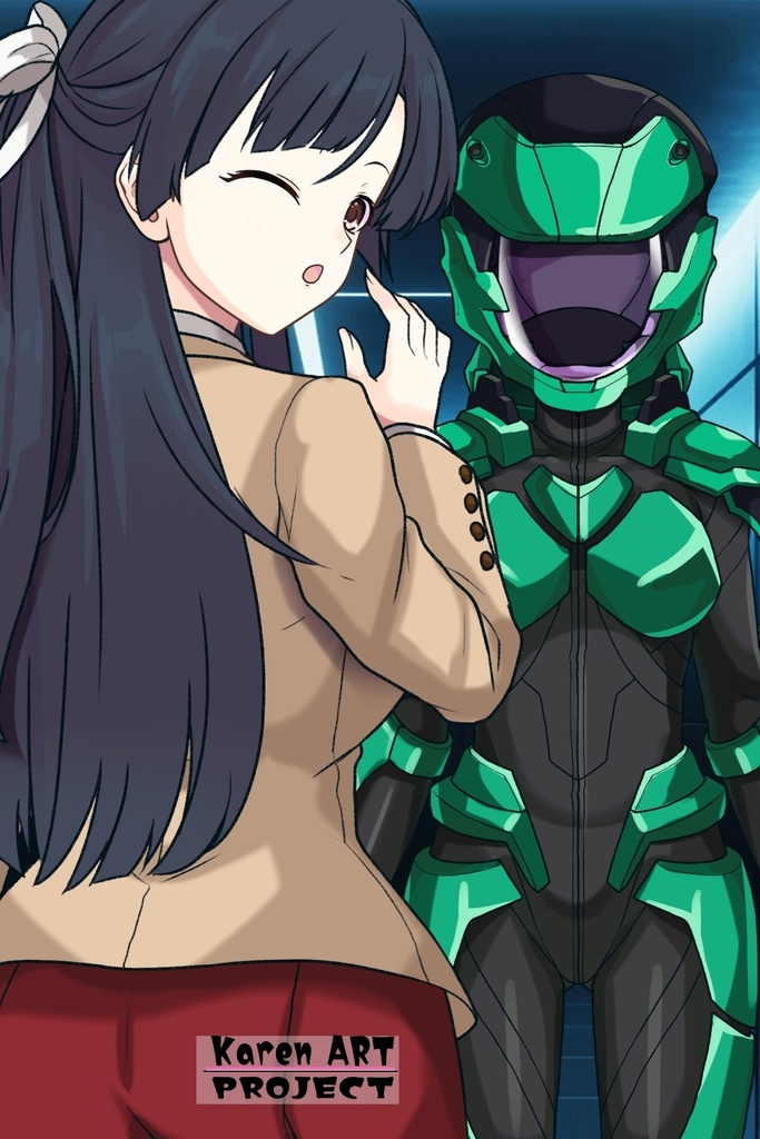 カレンちゃん+流木野サキのパイロットスーツ【革命機ヴァルヴレイブ01】正面アングル Karen is wearing Saki Rukino's Pilot Suit【Revolutionary Machine Valvrave01】Front Angle