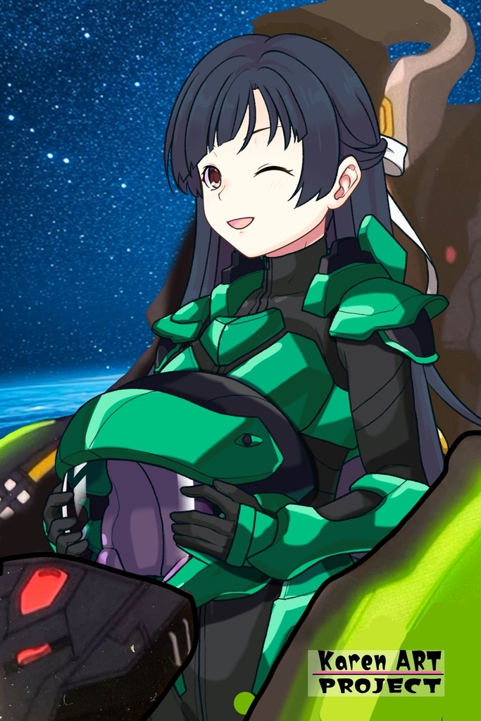 カレンちゃん+流木野サキのパイロットスーツ【革命機ヴァルヴレイブ02】斜め前アングル Karen is wearing Saki Rukino's Pilot Suit【Revolutionary Machine Valvrave02】Diagonal front angle