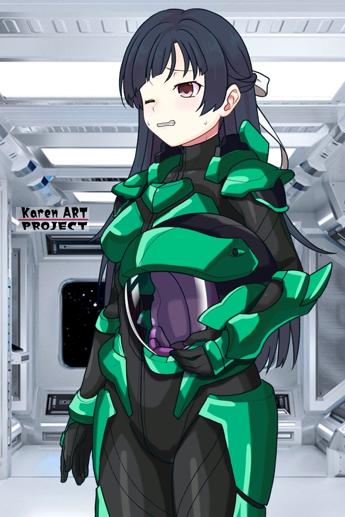 カレンちゃん+流木野サキのパイロットスーツ【革命機ヴァルヴレイブ02】斜め前アングル Karen is wearing Saki Rukino's Pilot Suit【Revolutionary Machine Valvrave02】Diagonal front angle