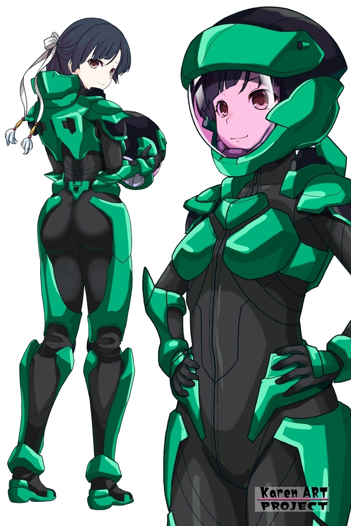 カレンちゃん+流木野サキのパイロットスーツ【革命機ヴァルヴレイブ02】斜め前アングル Karen is wearing Saki Rukino's Pilot Suit【Revolutionary Machine Valvrave02】Diagonal front angle