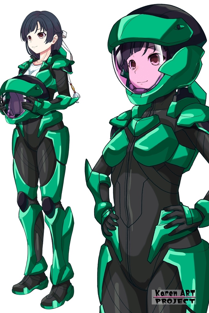 カレンちゃん+流木野サキのパイロットスーツ【革命機ヴァルヴレイブ02】斜め前アングル Karen is wearing Saki Rukino's Pilot Suit【Revolutionary Machine Valvrave02】Diagonal front angle