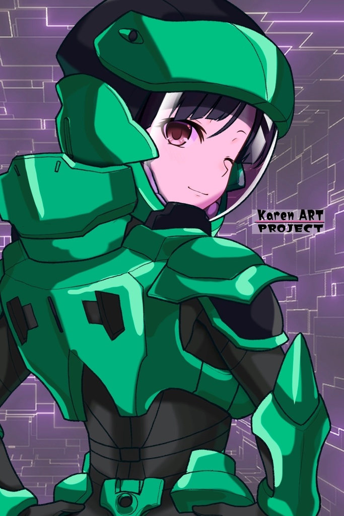 カレンちゃん+流木野サキのパイロットスーツ【革命機ヴァルヴレイブ03】背面アングル Karen is wearing Saki Rukino's Pilot Suit【Revolutionary Machine Valvrave03】Back Angle