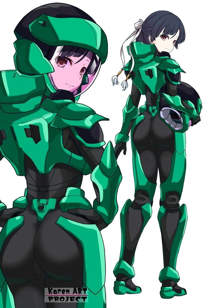 カレンちゃん+流木野サキのパイロットスーツ【革命機ヴァルヴレイブ03】背面アングル Karen is wearing Saki Rukino's Pilot Suit【Revolutionary Machine Valvrave03】Back Angle