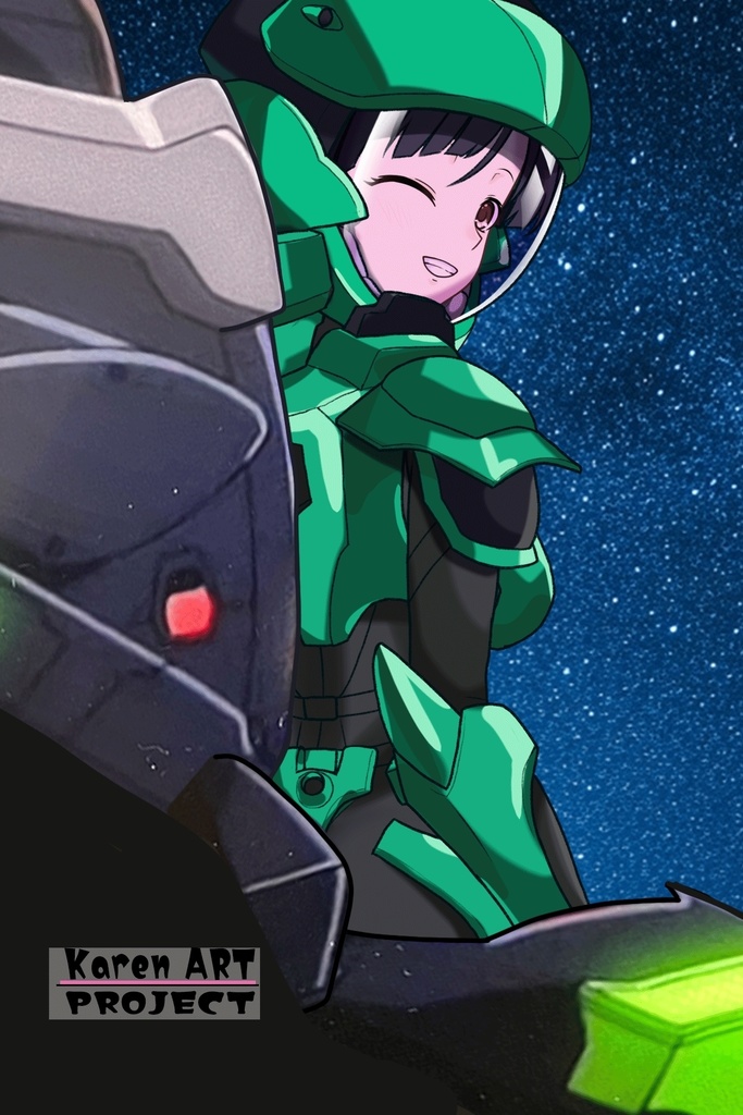 カレンちゃん+流木野サキのパイロットスーツ【革命機ヴァルヴレイブ03】背面アングル Karen is wearing Saki Rukino's Pilot Suit【Revolutionary Machine Valvrave03】Back Angle