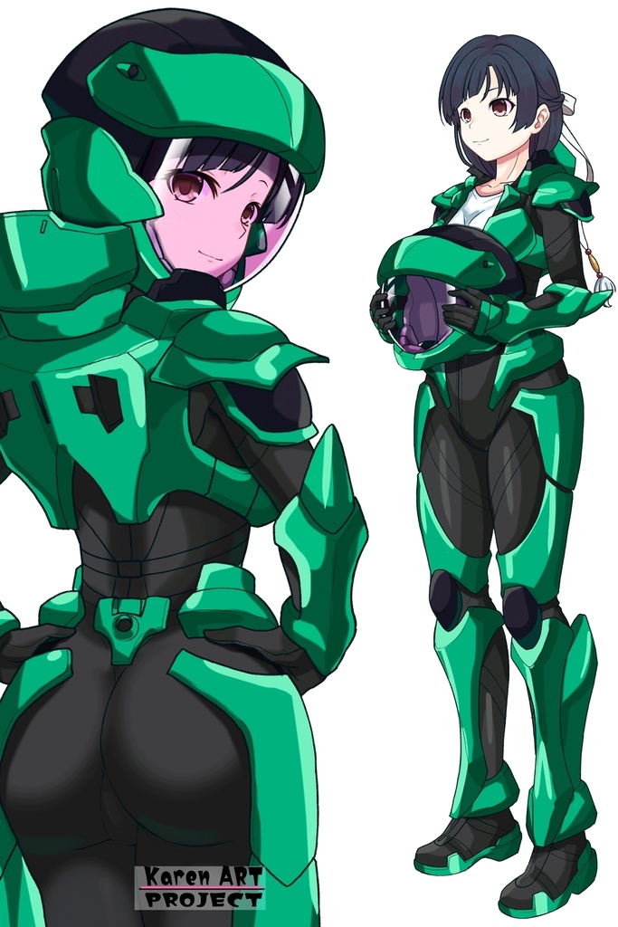 カレンちゃん+流木野サキのパイロットスーツ【革命機ヴァルヴレイブ03】背面アングル Karen is wearing Saki Rukino's Pilot Suit【Revolutionary Machine Valvrave03】Back Angle