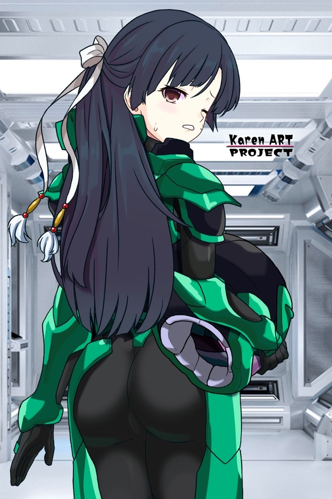 カレンちゃん+流木野サキのパイロットスーツ【革命機ヴァルヴレイブ03】背面アングル Karen is wearing Saki Rukino's Pilot Suit【Revolutionary Machine Valvrave03】Back Angle