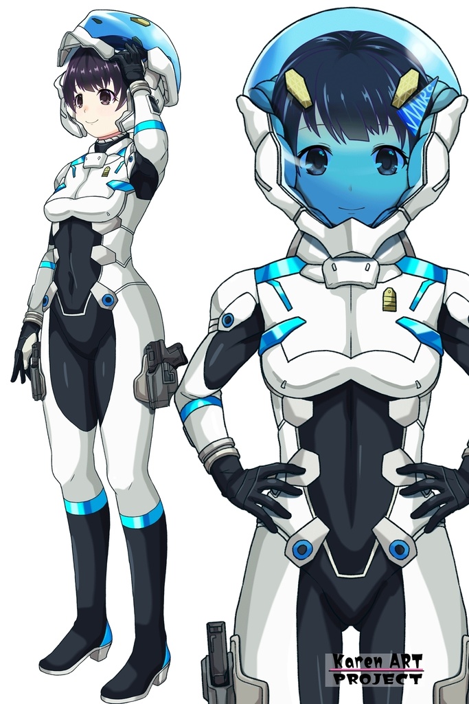 ゆりちゃん+エウレカのA.C.I.D.パイロットスーツ(Yuri Original Color)【交響詩篇エウレカセブン08】正面アングル Yuri is wearing EUREKA's A.C.I.D. Pilot Suit(Yuri Original Color)【EUREKA SEVEN HI-EVOLUTION08】Front Angle