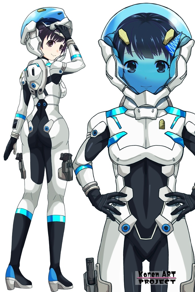 ゆりちゃん+エウレカのA.C.I.D.パイロットスーツ(Yuri Original Color)【交響詩篇エウレカセブン08】正面アングル Yuri is wearing EUREKA's A.C.I.D. Pilot Suit(Yuri Original Color)【EUREKA SEVEN HI-EVOLUTION08】Front Angle