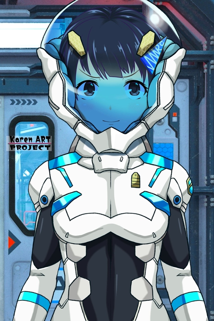 ゆりちゃん+エウレカのA.C.I.D.パイロットスーツ(Yuri Original Color)【交響詩篇エウレカセブン08】正面アングル Yuri is wearing EUREKA's A.C.I.D. Pilot Suit(Yuri Original Color)【EUREKA SEVEN HI-EVOLUTION08】Front Angle