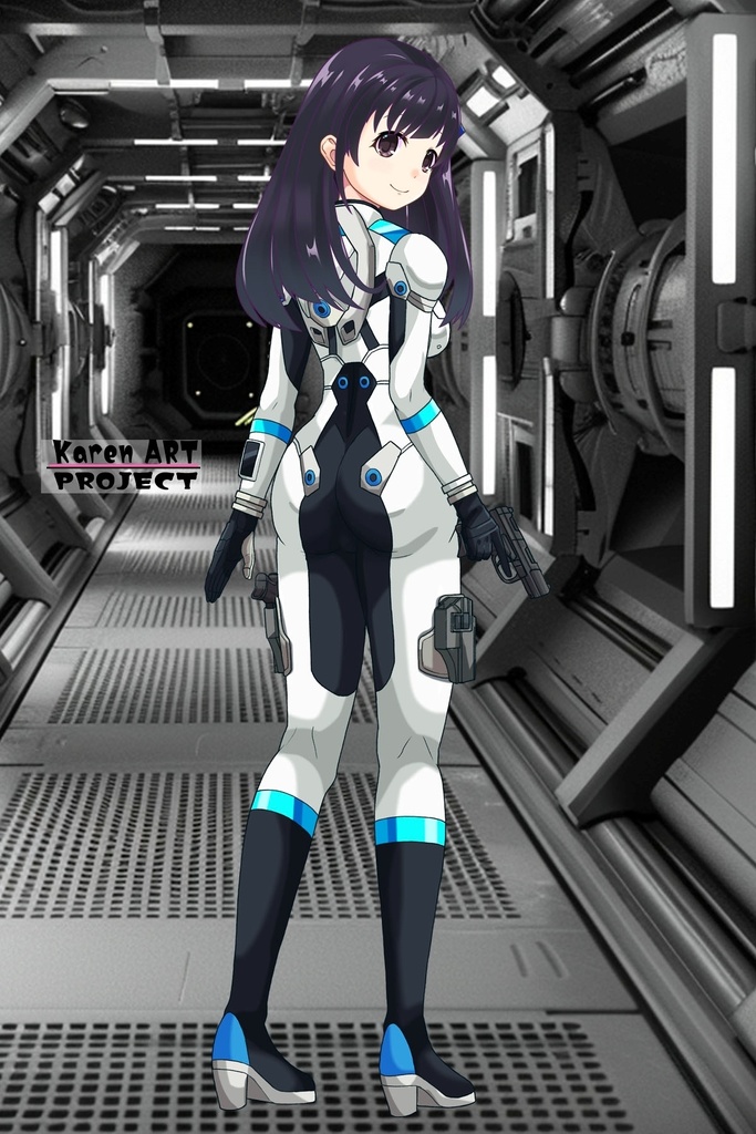 ゆりちゃん+エウレカのA.C.I.D.パイロットスーツ(Yuri Original Color)【交響詩篇エウレカセブン10】背面アングル Yuri is wearing EUREKA's A.C.I.D. Pilot Suit(Yuri Original Color)【EUREKA SEVEN HI-EVOLUTION10】Back Angle