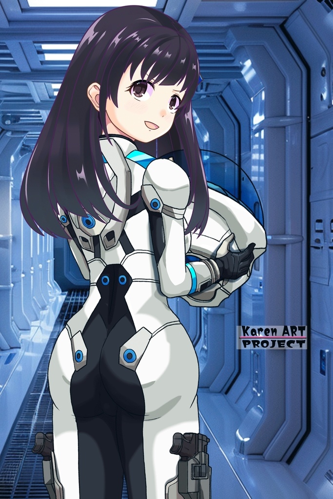 ゆりちゃん+エウレカのA.C.I.D.パイロットスーツ(Yuri Original Color)【交響詩篇エウレカセブン10】背面アングル Yuri is wearing EUREKA's A.C.I.D. Pilot Suit(Yuri Original Color)【EUREKA SEVEN HI-EVOLUTION10】Back Angle