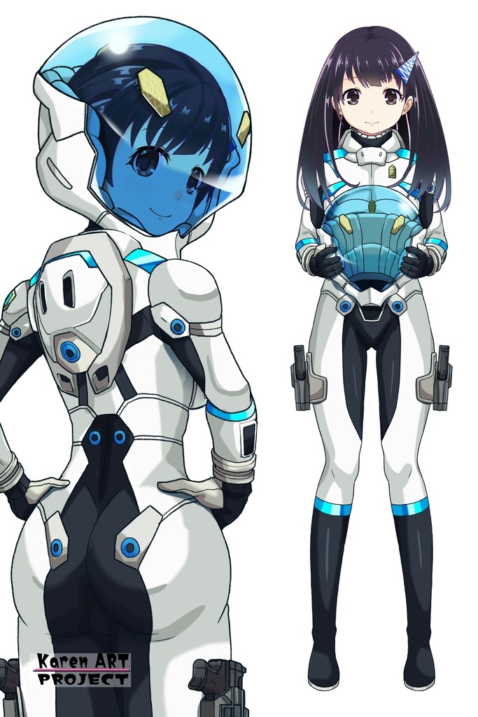 ゆりちゃん+エウレカのA.C.I.D.パイロットスーツ(Yuri Original Color)【交響詩篇エウレカセブン10】背面アングル Yuri is wearing EUREKA's A.C.I.D. Pilot Suit(Yuri Original Color)【EUREKA SEVEN HI-EVOLUTION10】Back Angle